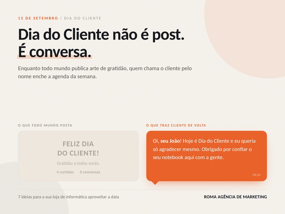 dia do cliente para lojas de informática